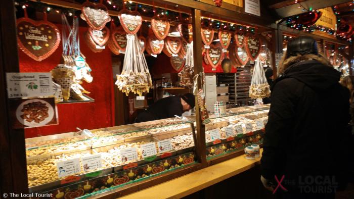 Nuts and candy vendor at the Christkindlmarket in Daley Plaza in downtown Chicago