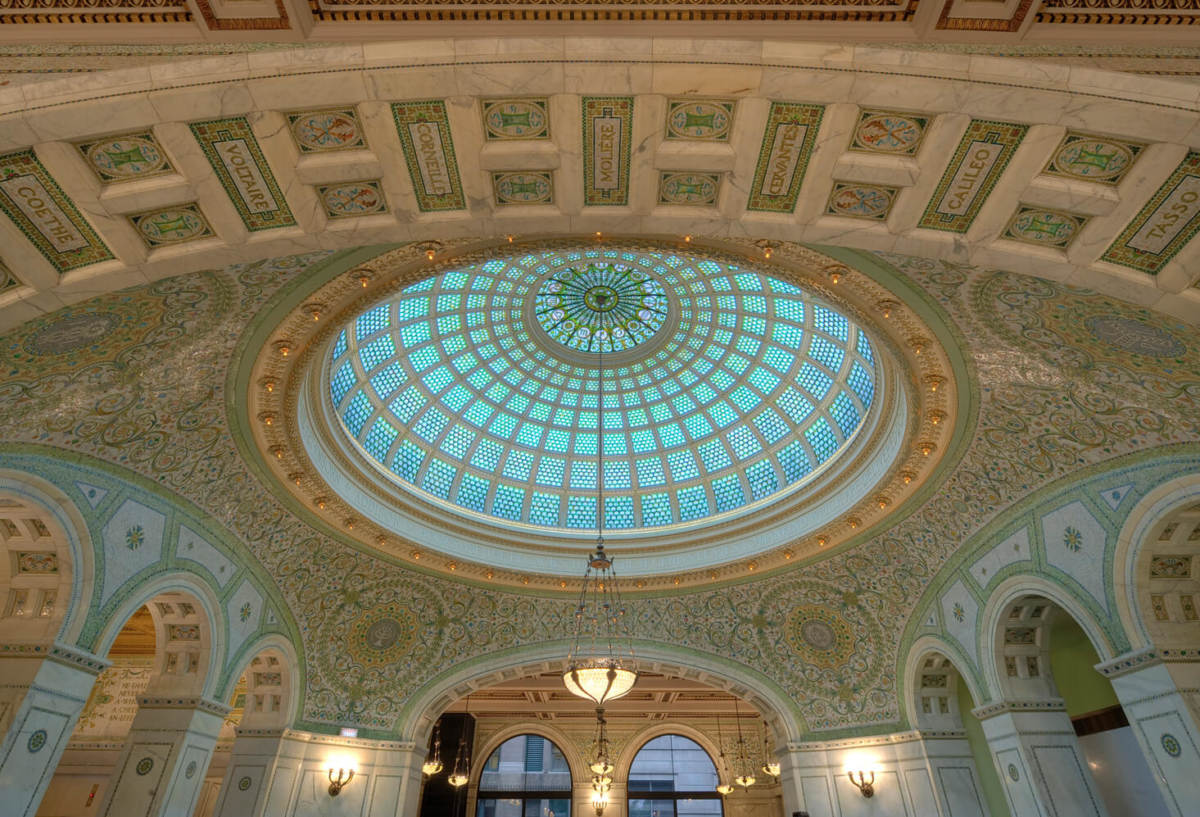 World's Largest Tiffany Glass Dome inside the Chicago Cultural Center