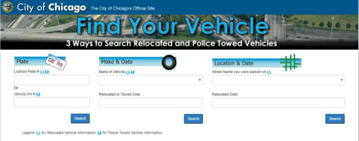 City of Chicago Vehicle Towing Search