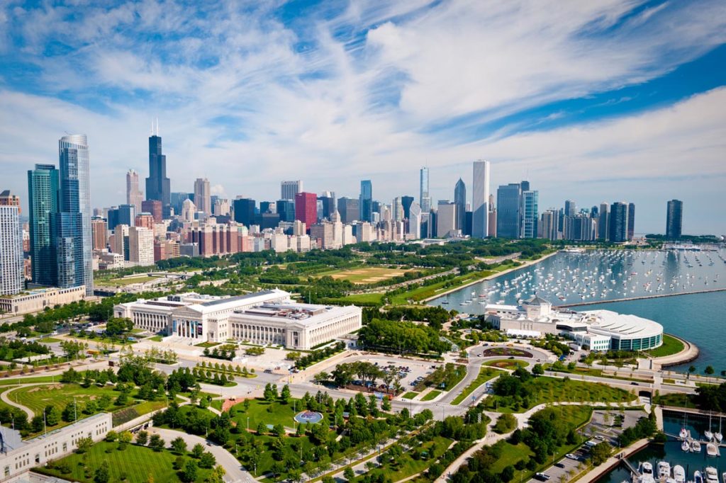 Museum Campus and downtown Chicago