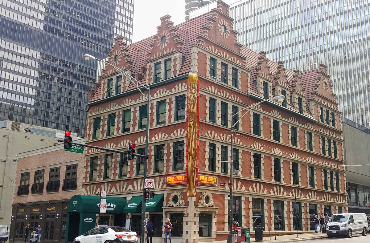 Harry Caray's Italian Steakhouse, located in the former Chicago Varnish Company building, designed by Henry Ives Cobb