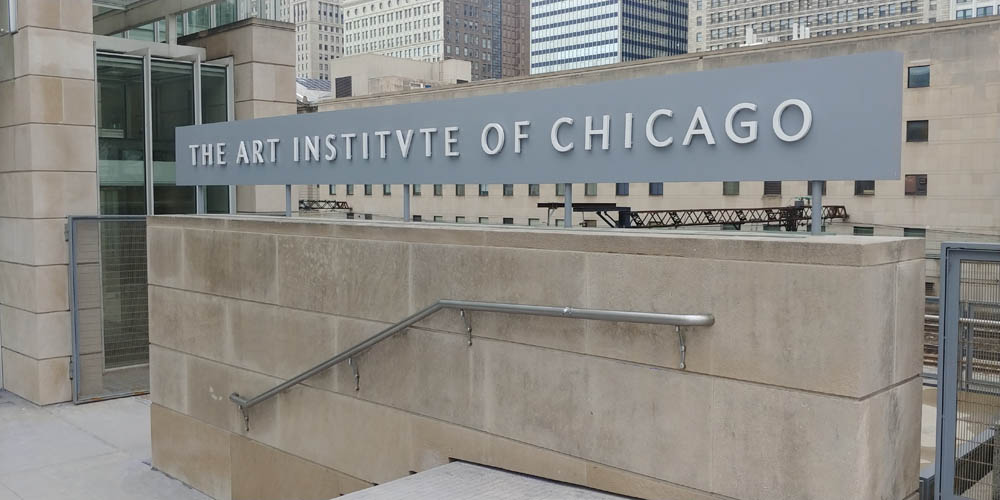 Sign near entrance to Modern Wing of Art Institute of Chicago